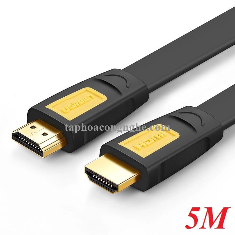 Ugreen 11187 5M màu Vàng Cáp tín hiệu HDMI chuẩn 1.4 hỗ trợ phân giải 4K * 2K cáp dẹt HD101 30011187